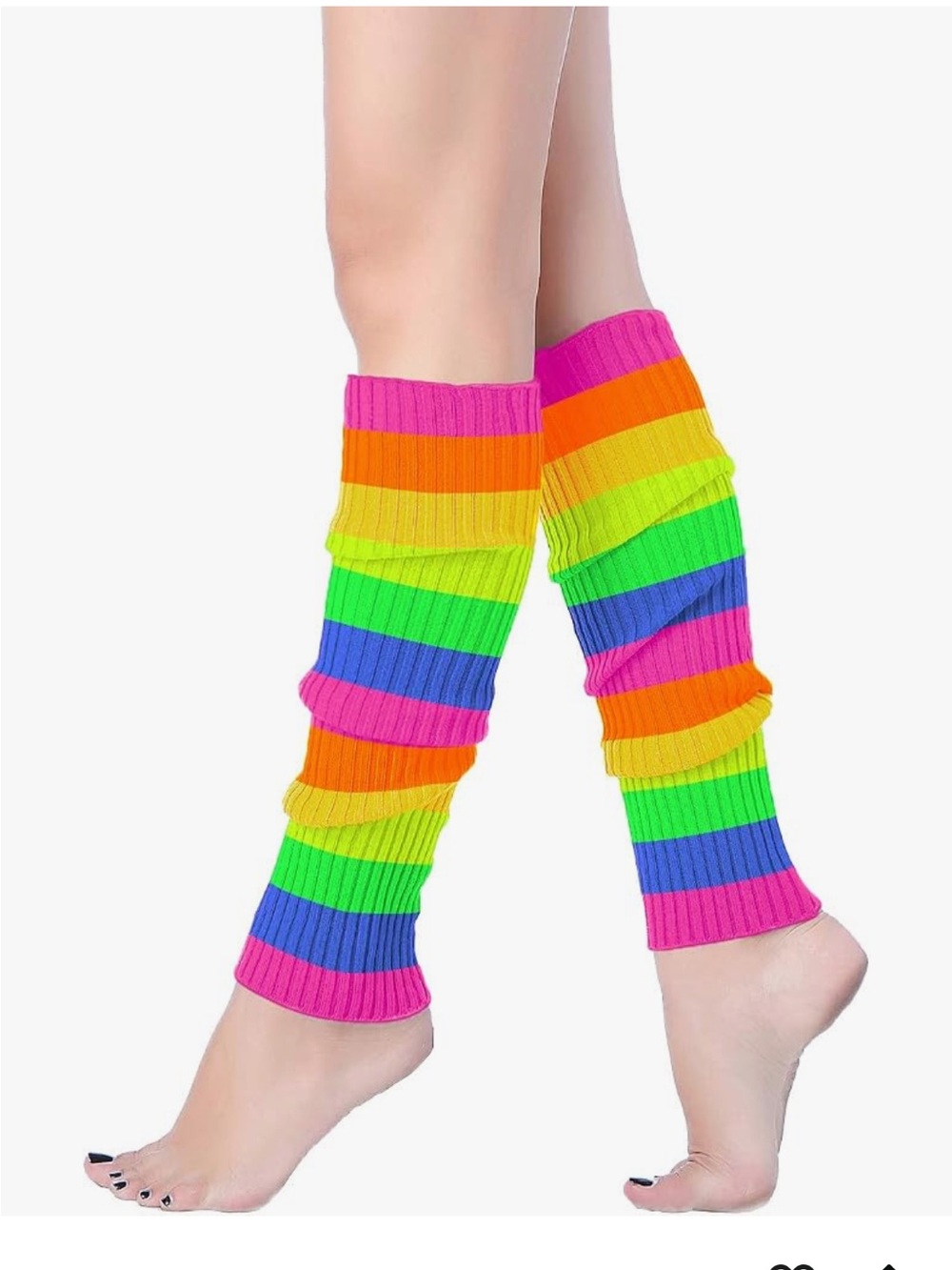 Rainbow Striped Leg Warmers - Bright Multicolor